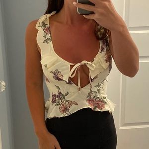 Flynn Skye Floral Ruffle Crop Tank